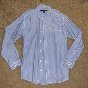 Navy and White Striped Hilfiger Buttondown